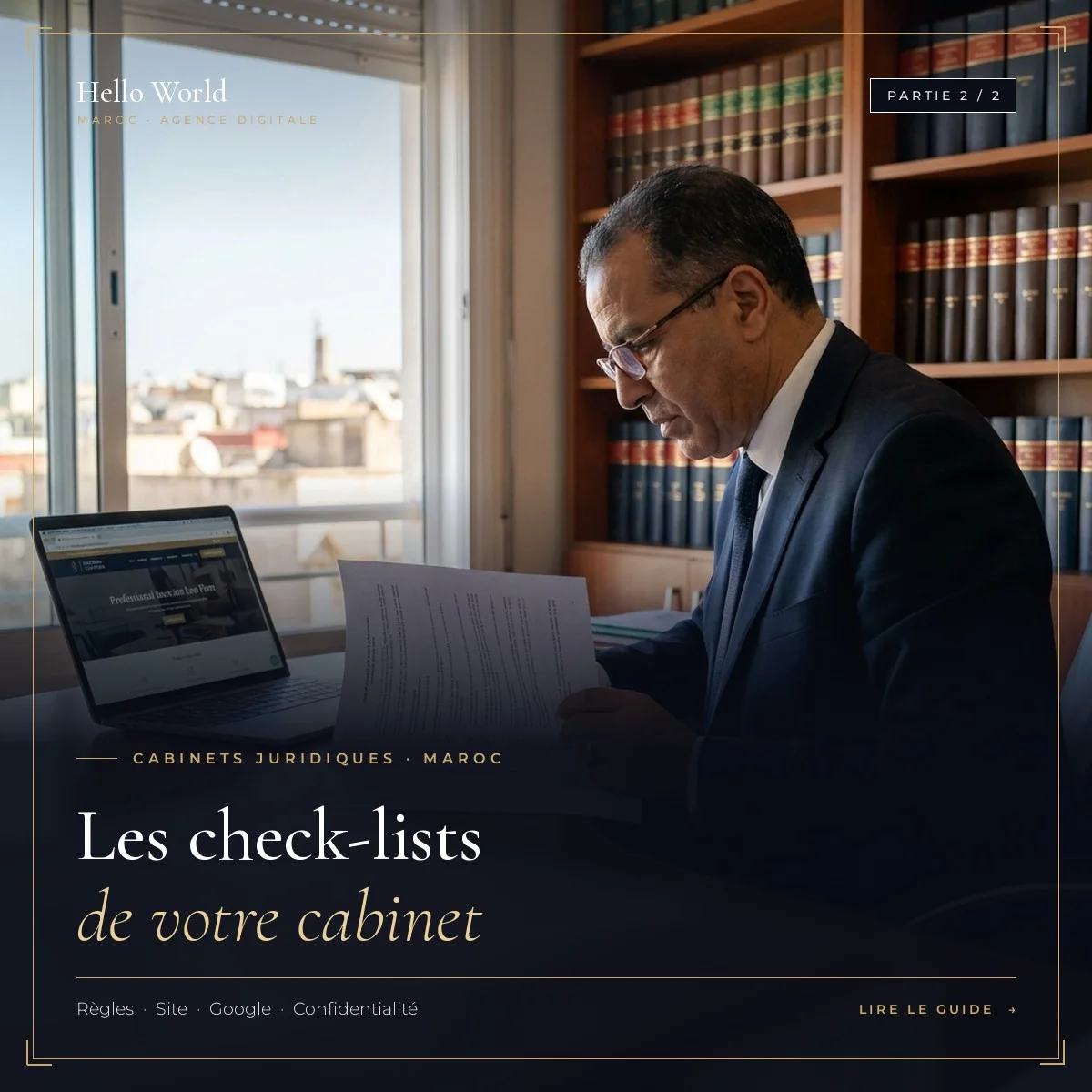 Check-lists cabinet d'avocats Maroc : avocat qui vérifie une liste