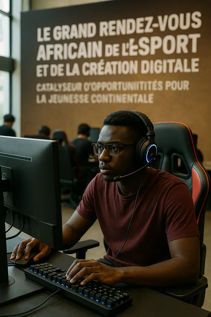 Jeunes africains participant à un tournoi d'e-Sport et créations digitales