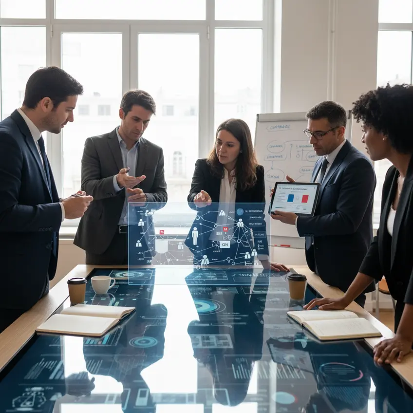 Illustration de la collaboration homme-machine pour une IA responsable