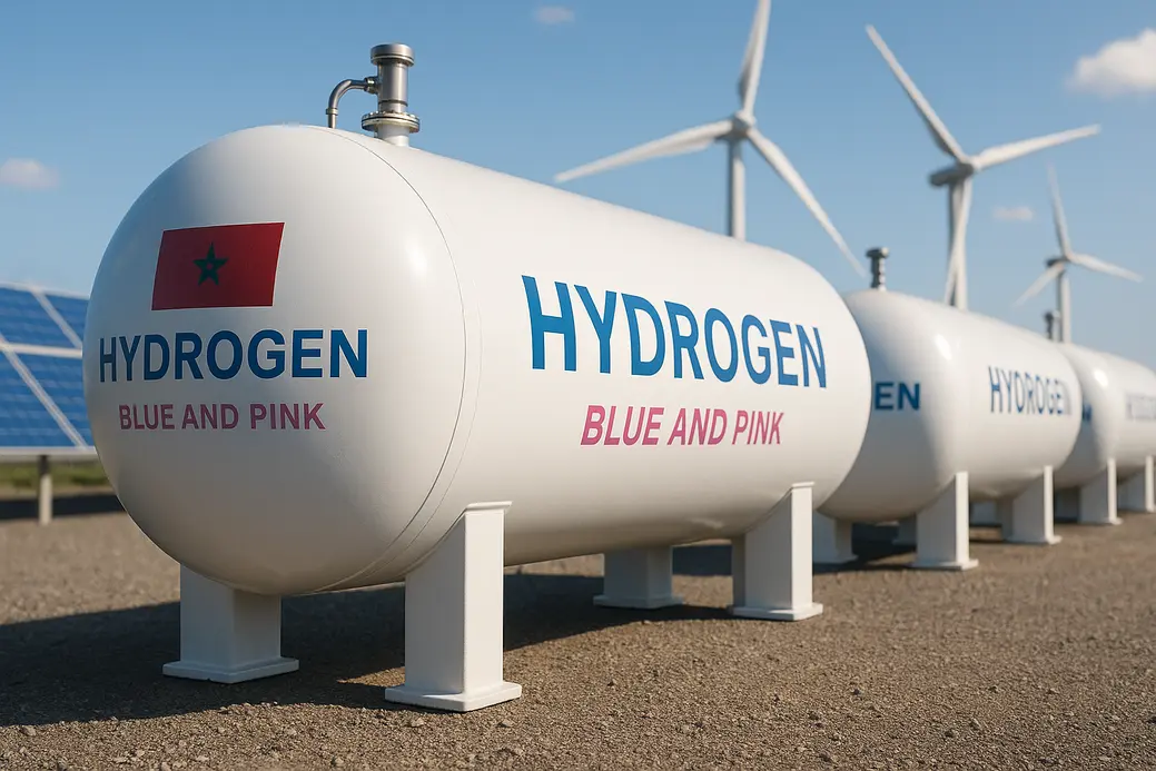 Plan marocain hydrogène bleu et rose avec infrastructures énergétiques bas carbone