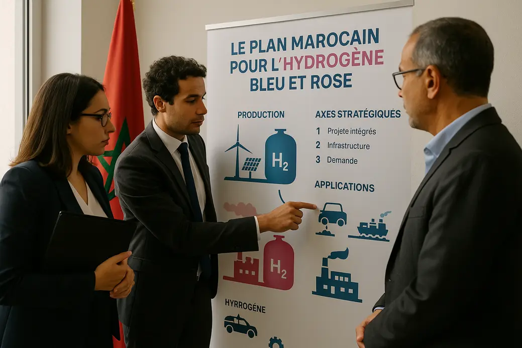 Infrastructure industrielle marocaine pour hydrogène bleu rose et transition énergétique