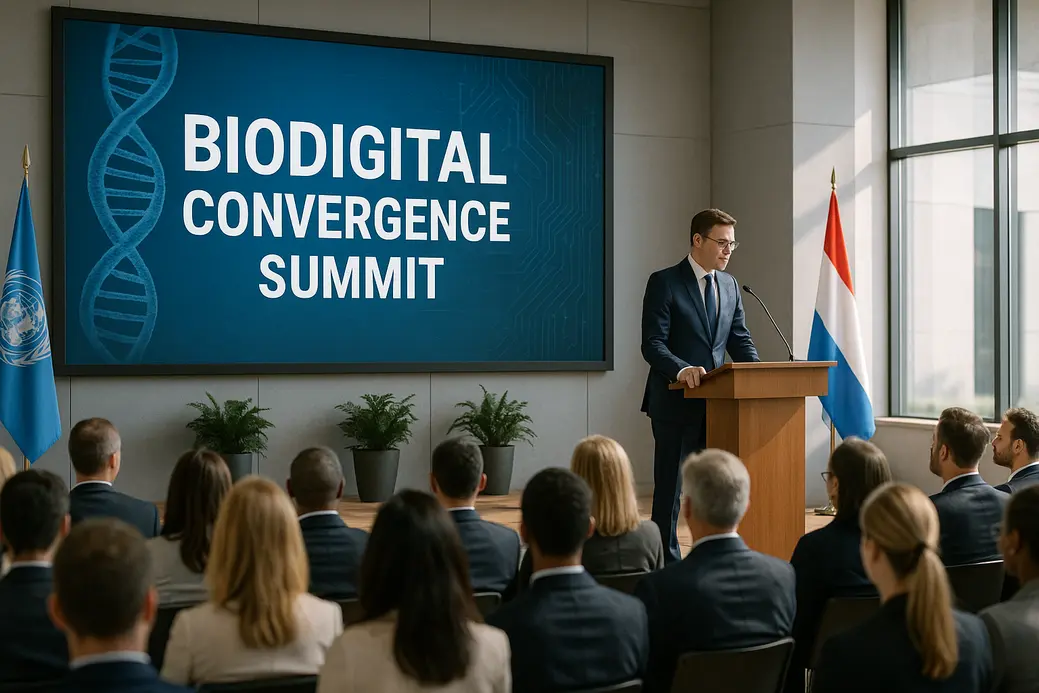 Sommet de la Convergence Bio-Digitale avec intelligence artificielle santé connectée et technologies biomédicales